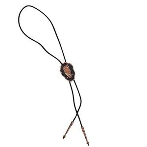 Black and Gold Owl Bolo Tie